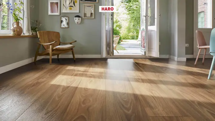 Haro laminatgolv Aqua - plankgolv, Valnöt Vario