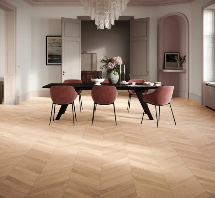 Parador Sillben Trendtime 10 - Chevron 45°, Ek vit matt lack